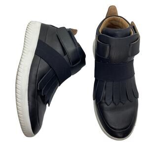 Mobs Leather Tread Moc High Top Sneaker Black, size 7.5